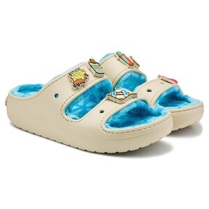 NWT RARE SpongeBob SquarePants Cozzzy Terry Sandal Cream & Blue Size Women’s 6